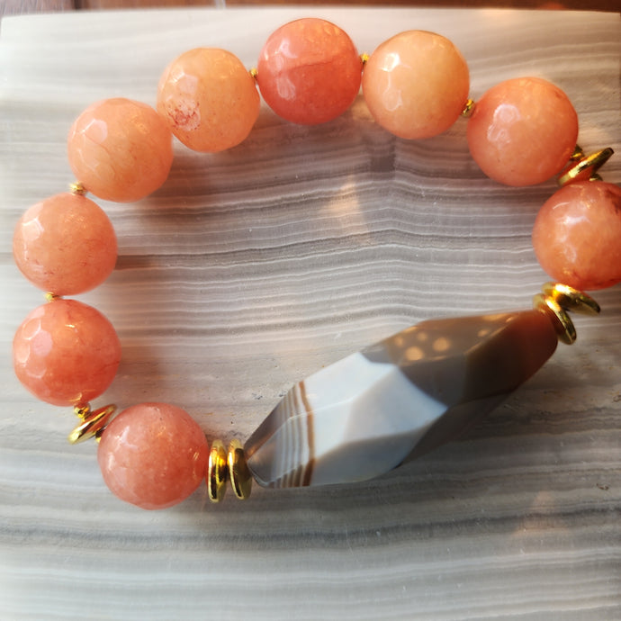 Peach Agate Stretch Bracelet