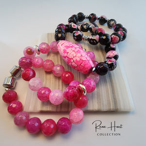 Pink Agate Stretch Bracelets